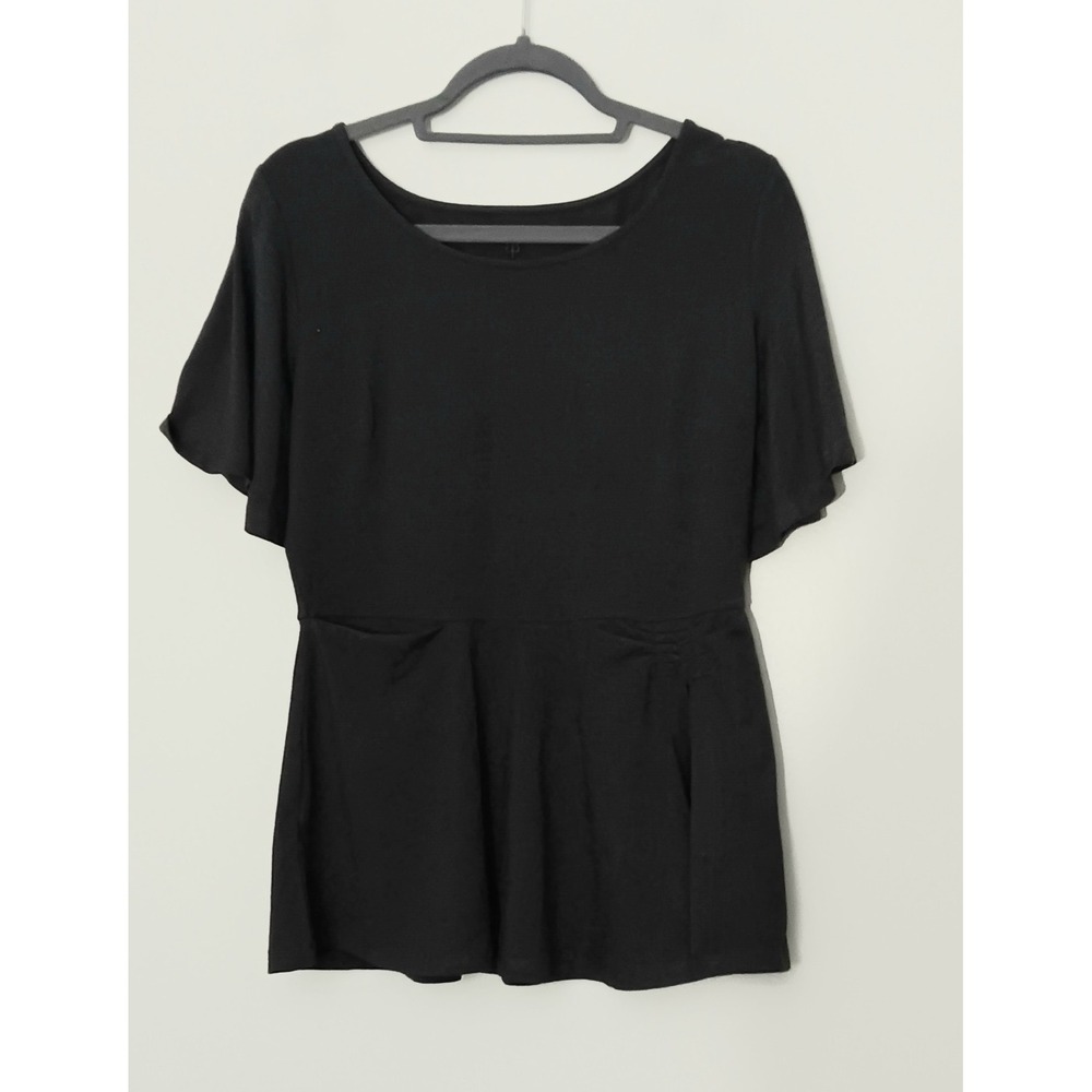 Betabrand Top Women's Size M Dark Gray Erin Peplum Flowy Office Workwear NEW